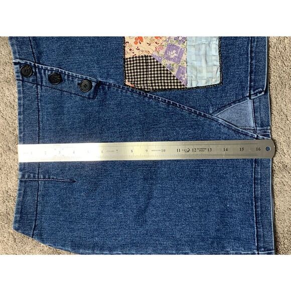 New. R.G KANE stretch patchwork denim skirt - Picture 7 of 10